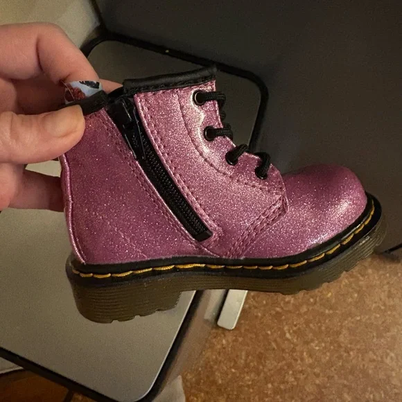 Dr. Martens 1460 Pink Glitter Boots - Picture 6 of 7